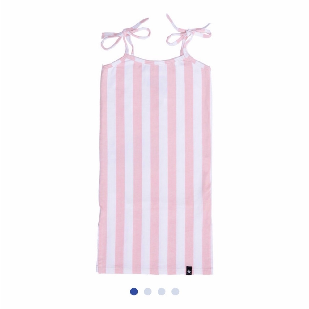 Kids Pink and White Stripe Tie-Shoulder Dress